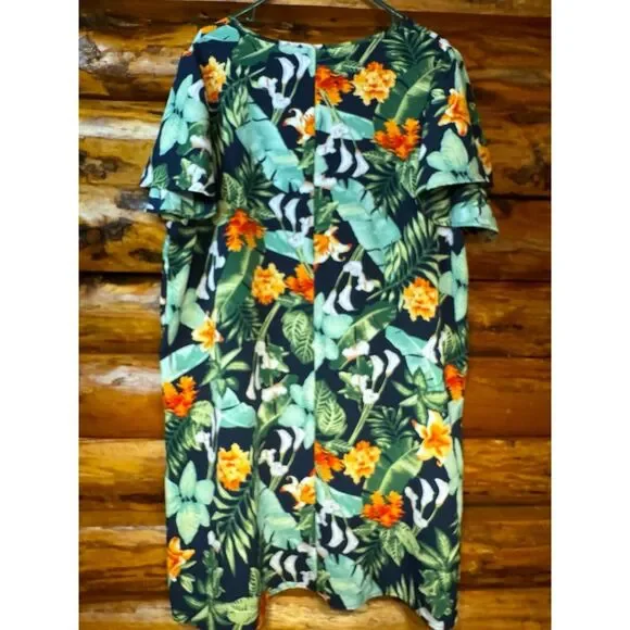 Entro Tropical Print Dress Size 1X - Picture 4 of 6